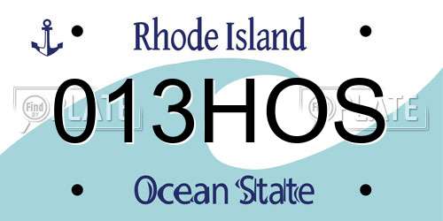 013HOS Rhode Island License Plate