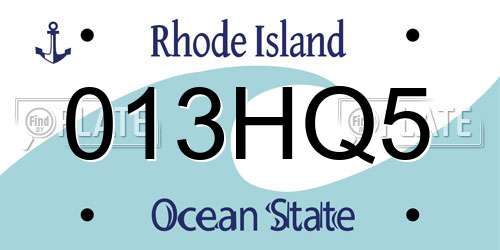013HQ5 Rhode Island License Plate