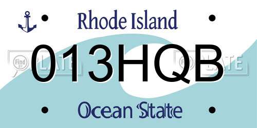013HQB Rhode Island License Plate