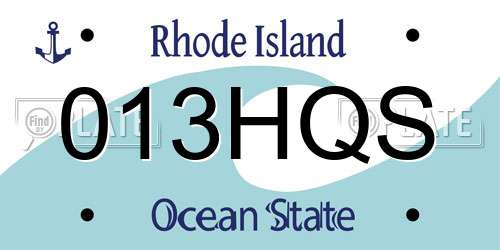 013HQS Rhode Island License Plate