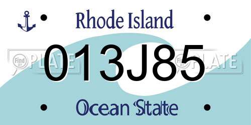 013J85 Rhode Island License Plate