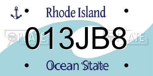 013JB8 Rhode Island License Plate