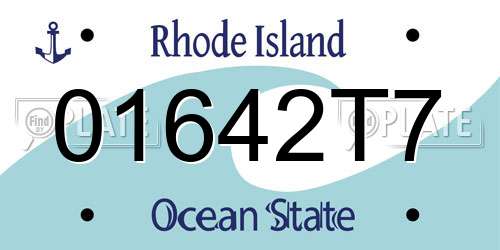01642T7 Rhode Island License Plate