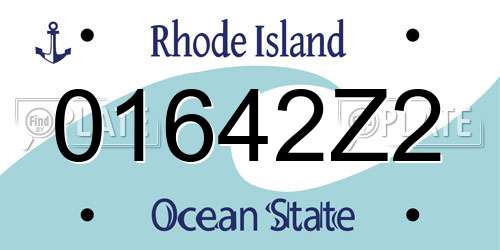01642Z2 Rhode Island License Plate