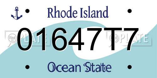 01647T7 Rhode Island License Plate