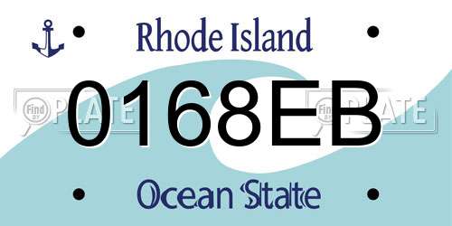 0168EB Rhode Island License Plate