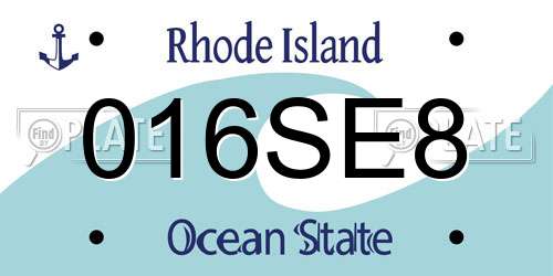 016SE8 Rhode Island License Plate