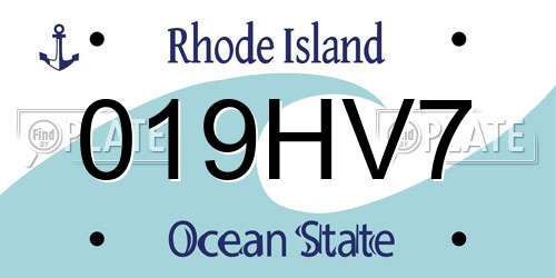 019HV7 Rhode Island License Plate