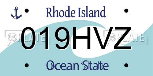 019HVZ Rhode Island License Plate