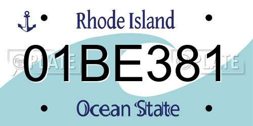 01BE381 Rhode Island License Plate