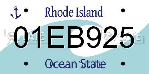 01EB925 Rhode Island License Plate