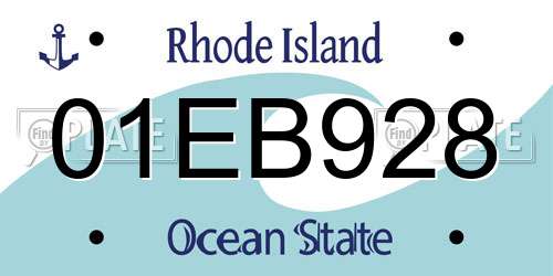 01EB928 Rhode Island License Plate