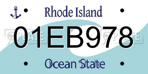 01EB978 Rhode Island License Plate