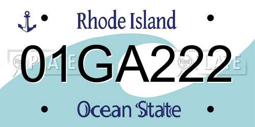 01GA222 Rhode Island License Plate
