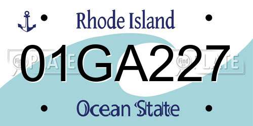 01GA227 Rhode Island License Plate