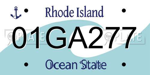 01GA277 Rhode Island License Plate