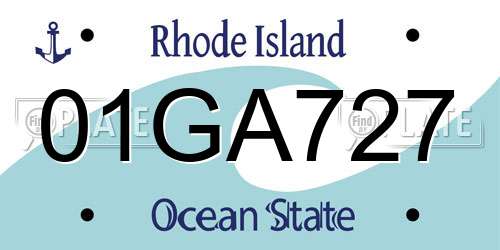 01GA727 Rhode Island License Plate