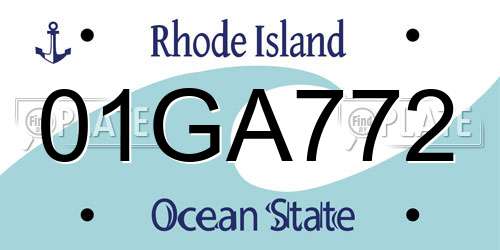 01GA772 Rhode Island License Plate