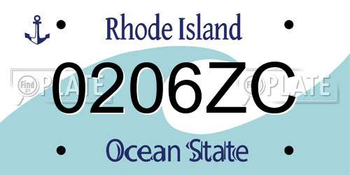 0206ZC Rhode Island License Plate