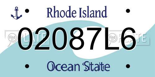 02087L6 Rhode Island License Plate