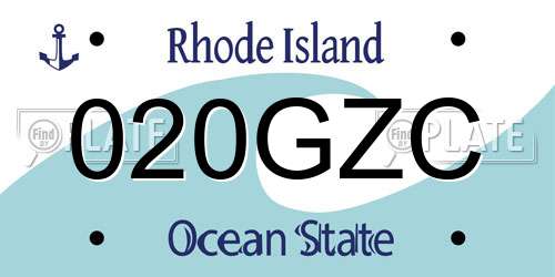 020GZC Rhode Island License Plate