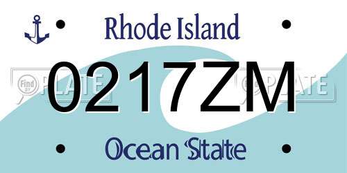 0217ZM Rhode Island License Plate