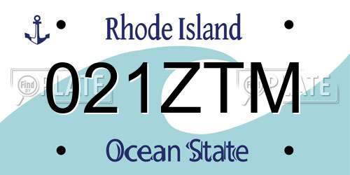 021ZTM Rhode Island License Plate