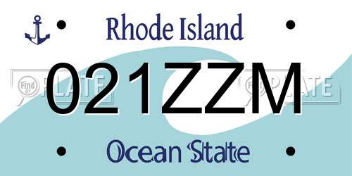 021ZZM Rhode Island License Plate