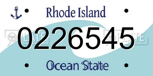 0226545 Rhode Island License Plate