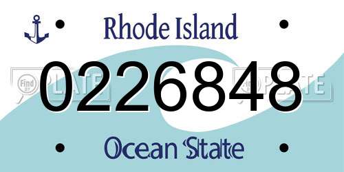 0226848 Rhode Island License Plate