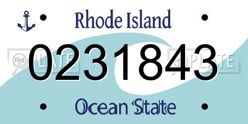 0231843 Rhode Island License Plate