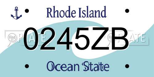 0245ZB Rhode Island License Plate
