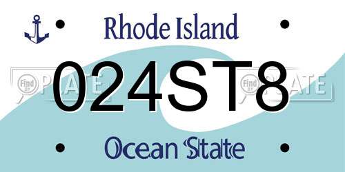 024ST8 Rhode Island License Plate
