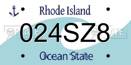 024SZ8 Rhode Island License Plate