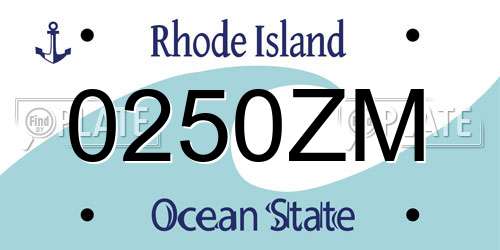 0250ZM Rhode Island License Plate