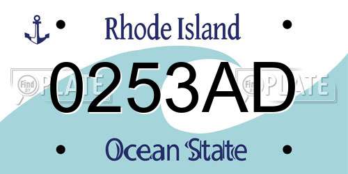 0253AD Rhode Island License Plate