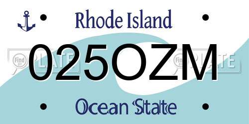 025OZM Rhode Island License Plate