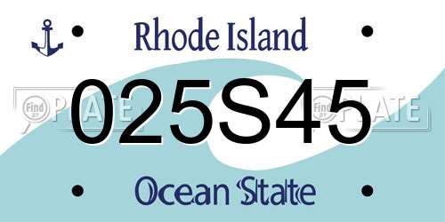 025S45 Rhode Island License Plate