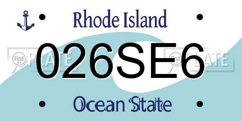 026SE6 Rhode Island License Plate