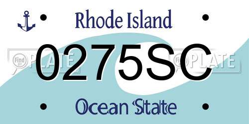 0275SC Rhode Island License Plate