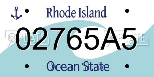 02765A5 Rhode Island License Plate