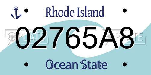 02765A8 Rhode Island License Plate