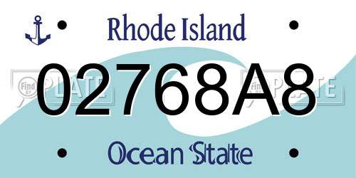 02768A8 Rhode Island License Plate