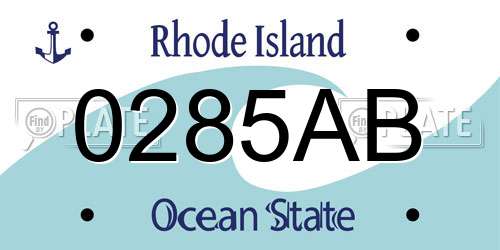 0285AB Rhode Island License Plate