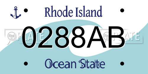 0288AB Rhode Island License Plate