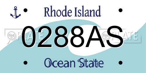 0288AS Rhode Island License Plate