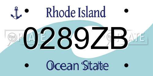 0289ZB Rhode Island License Plate