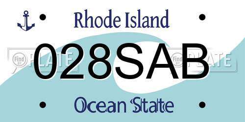 028SAB Rhode Island License Plate