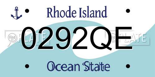 0292QE Rhode Island License Plate