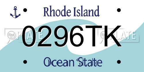0296TK Rhode Island License Plate
